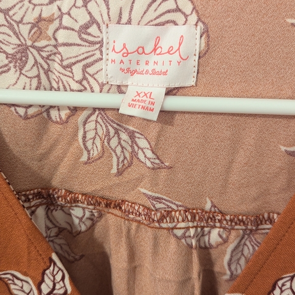 ISABEL MATERNITY Dress Flutter Sleeves Floral Print Orange and White XXL - Picture 7 of 8